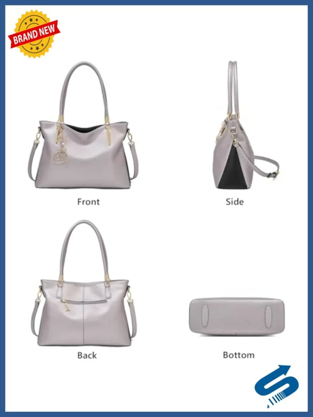 Genuine Leather Hobo Crossbody Bag with Zipper Pockets for Work Travel